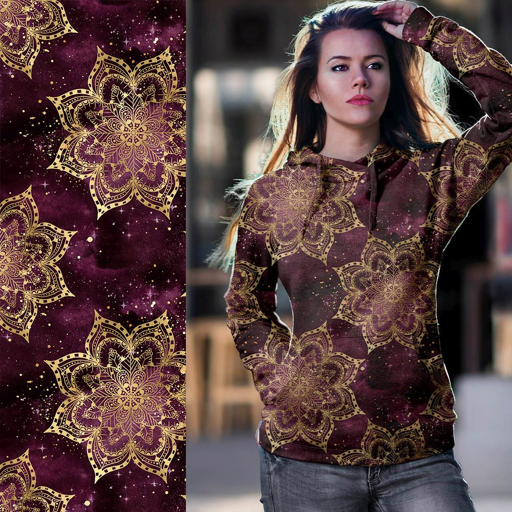 French Terry Eigenproduktion Mandala meadow - von Graustufen-Stoffe